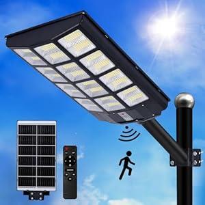 QMXINEYU Solar Street Lights Outdoor 800000LM, Bright LED Street Lights with Motion Sensor and Remote, Dusk to Dawn Waterproof Security Lights for Yard, Driveway, Parking Lot