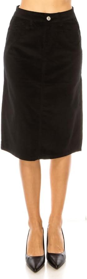 Women's A-Line Midi Skirt, Velvet, Knee Length, Classic Casual Style (Medium)