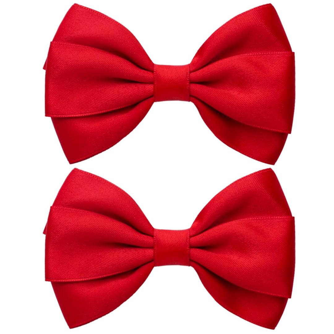 4.5 Inches Hair Bows for Girls Thick Ribbon Boutique Alligator Clips Hair Accessories for Baby Girls Toddlers Kids Teens 2 Pcs (Red)