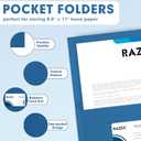 Two Pocket Folders, RAZCC 75 Pack 2 Pocket Folders Fit Letter Size Paper, Paper Folders with Pockets for School Office Business Home (Navy Blue)
