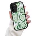 LALAPOPO Designed for Samsung Galaxy A54 5G Case with Cute Green Love Design Women Girls Soft TPU Bumper Protective Leather Shockproof Case