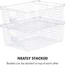Granrosi Extra Large Stackable Wire Baskets for Organizing Set of 2 White Wire Storage Baskets with Handles; Snacks & Chips Organizer for Pantry; XL Metal Storage Bins for Pantry