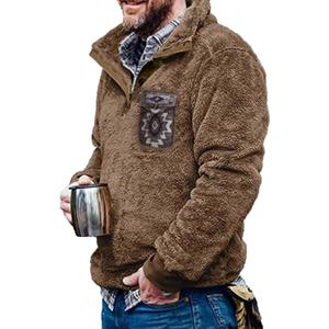 Beotyshow Mens Aztec Fleece Jackets Fuzzy Sherpa Pullover Sweatshirts Winter Coats Western Vintage Sweaters with Pocket (XX-Large, Coffee)