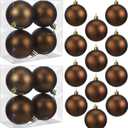 Hungdao 24 Pack Bronze Christmas Ornaments, Plastic Matte Brown Hanging Ornaments Bulk, 2.76 Inch Handcrafted Holiday Decorations Ball for Christmas Tree Xmas Party Decor