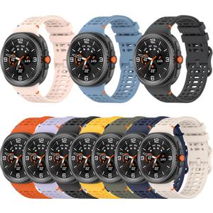 10 Pack Compatible for Galaxy Watch 8 40mm/44mm/Classic 46mm Watch Band- Silicone Soft Breathable Waterproof Sport, Adjustable for Women Men