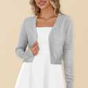Women's Cropped Cardigan Sweaters Long Sleeve Open Front Bolero Knit Shrugs for Dresses (L)