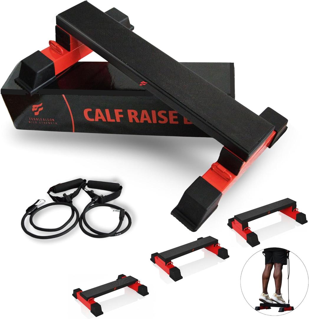 Adjustable Calf Raise Block, Versatile Machine Platform  Calves, Legs & Core  Raises, Strength, Squats, Stretches  Anti-Slip Bar, Band Compatible  Home Workout & Gym Equipment