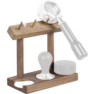 Wood Coffee Portafilter Holder Tamper Station, Multifunctional Espresso Organizer for 51mm-58mm Tamper distributors Portafilter Stand Espresso Accessories Holder Rack