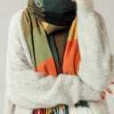 Womens Scarf Winter Blanket Large Scarves Thick Soft Warm Plaid Chunky Scarfs (E-mix Yellow Green)