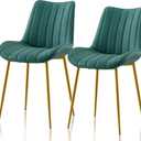 VECELO Dining Chairs Set of 2, Velvet Fabric & Metal Frame, Mordern Style for Kitchen, Living Room,Offcie, Green