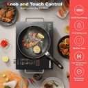 Karinear Portable Electric Stove 110V, 1800W Electric Hot Plate with Handle, Knob Control Single Burner Electri Cooktop, Ceramic Infrared Countertop Burner, Timer, Safety Lock