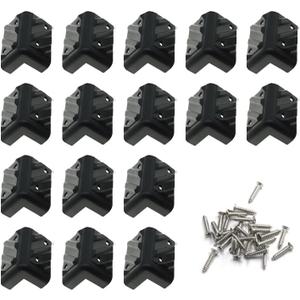 16PCS Plastic Speaker Cabinet Corner Protector Right Angle Corner Protector with Mounting Screws,Black,80mm (1.61" X 1.61" X 3.15")