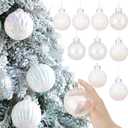 2 x White Iridescent Christmas Ball Ornaments, 9pcs 3 Iridescent White and Transparent Shinny Hanging Ornaments for Christmas Tree Decoration Xmas Home Decor Christmas Party Holiday Decorations
