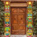 Hawaiian Luau Party Decoration Supplies, Tiki Totem Door Banner Sign for Aloha Hawaii Luau Tropical Moana Birthday Party Decorations, Tiki Decorations Outdoor (Multicolor)