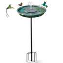 Bird Bath with Solar Powered Fountains for Hummingbirds,Stable Stylish Design with 5-Prong Base Stake Plastic Bird Bath for Outside Patio Yard Garden(Gift)