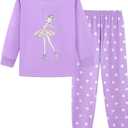 Mikrdoo Girls Clothes Long Sleeve Ribbed Knit Top and Pants Fall Winter Outfits (Purple)