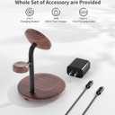 XooFly 3 in 1 Wireless Charging Station for Apple Devices, Fast Wireless Mag-Safe Charger Stand with 20W Adapter for iPhone 17/16 15 14 13 12 Pro Max/Pro/Plus/Air/Mini,iWatch,AirPods,Brown Wood Grain