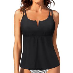 Womens Tankini Tops Only - Modest Swimsuit V-Wired Swim Top Swimwear Tummy Control Bathing Suit No Bottom 2025, M