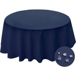 BYDOLL Table Cloth Round 70 Inch Tablecloth Fits Max60 Inch Diameter Top,Navy Blue Washable Outdoor Winkle and Stain Resistant Spillproof Polyester Tablecloths for Round Tables Party Cover