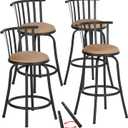 FurnitureR Kitchen Counter Barstools, Swivel Kitchen Counter-Height Stool with Backs and Footrest, Adjustable Bar Stools with Interchangeable Legs Armless, Set of 4, 24/29 Inch, Brown