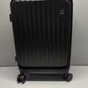 Somago Carry on Luggage Front Open 22x14x9 Airline Approved Lightweight Suitcase with Cup Holder and USB Port Aluminum Frame Polycarbonate Spinner Hard Suitcase with TSA Lock (Classic Black)