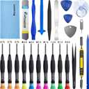 24 Pieces Opening Pry Tool Screwdriver Set Open Replace Screen Battery Repair Tools Kit for Fix Apple iPhone 17 16 15 14 13 12 11 X Pro Max Plus, iPad, iPod, Cellphone, Computer Tablet, Xbox
