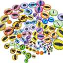 100PCS 5Sizes Assortment Dragon Eyes Flatback Glass Cabochon for Doll Making Jewelry Craft DIY Findings (Mixed1)
