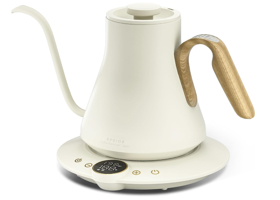 INTASTING Electric Kettle, Gooseneck Electric Kettle, ±1℉ Precise Temperature Control, Stainless Steel Interior, Quick Heating for Pour Over Coffee, Tea & Boiling Water, 0.9L (Cream White)