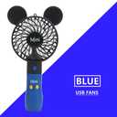 Cute Personal Mini Fan, Handheld & Portable USB Rechargeable Fan with Beautiful LED Light, 3 Adjustable Speeds, Portable Holder, for Indoor Or Outdoor Activities, Cute Mouse, Red Blue