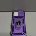 Janmitta Case for iPhone 13 Pro Max Phone Cover Built in Slide Camera Lens Cover+Screen Protector,Heavy Duty Shockproof Full Body PhoneCase with Finger Ring Holder Kickstand,Purple