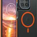 GaoBao Magnetic for Moto G 2025 Case/Moto G Play 2026 Case [Compatible with Mag-Safe] [Military-Grade Protection] Slim Translucent Matte Shockproof Anti-Fingerprint Phone Case, Black/Orange