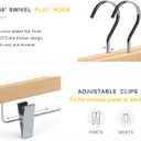 TOPIA HANGER Pants Hangers, Luxury Natural Wooden Skirts Hangers with 2 Big Premium Metal Clips and 360 Swivel Anti-Rust Flat Hook, 20 Pack Boutique Hanger for Skirts, Trousers, Jeans, Slacks, CT03N