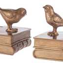 MyGift Gold Bird Bookends Decorative for Heavy Books, Brass Book Ends for Shelves, Vintage Resin Bookends, 1 Pair