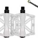 Bicycle Pedal - Aluminum Bearing Bike Pedals with 16 Anti-Skid Pins - Lightweight Platform Pedals - Universal 9/16" Bike Pedal for Mountain BMX MTB Road Bike (White)