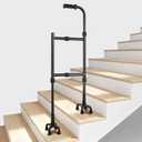 Stair Climbing Aid Cane for Seniors  Height & Width Adjustable, Lightweight Portable, Slip-Resistant Sturdy | Fits Standard Steps 300lbs | Stair Aid Cane for Elderly, Sore Knees, &Post-Surgery (Double Base, black)