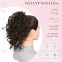 ZQIAN BEAUTY Claw Clip Ponytail Extension - 12 Inch Curly Pony Tails Hair Extensions, Synthetic Hair Extensions Ponytail, Clip on Ponytails for Women (Color: Chocolate Brown)