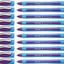 Schneider Slider Memo XB (Extra Broad) Ballpoint Pen, 1.4 mm, Light Blue Barrel, Violet Ink, Box of 10 Pens (150208)
