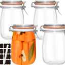 32 oz Pickling Jars with Airtight Lids,4 Pack Airtight Glass Pickle Jars Wide Mouth,Air Tight Glass Storage Containers for Canning,Pickling,Fermenting