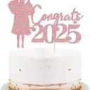 Happy 2025 graduation cake topper senior high school university postgraduate Graduation cake topper Cake decorations for girls graduation party in 2025 Supplies