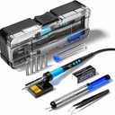 Soldering Iron Kit, 90W 110V LCD digital soldering gun12-in-1 Soldering Iron Kit ToolTemperature adjustable from 180-480C5 soldering tipssoldering wiresoldering pastesoldering pump (Sky Blue)