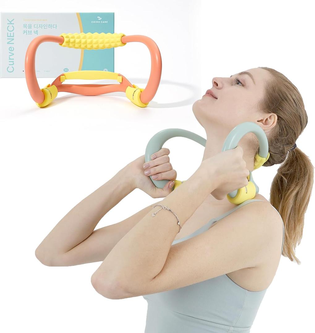 Neck Stretcher Exerciser, Correcting Forward Neck Posture, Stiffness, Muscle Tension by Strengthening Neck Muscle, Cervical Traction Device for Neck Pain Relief (Coral)