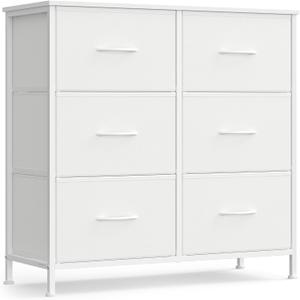 SONGMICS Dresser for Bedroom, Tall Dresser with 6 Fabric Drawers, 11.8"D x 30.2"W x 29"H
