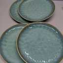 Henten Home Ceramic Dinner Plate Set, 11 Inch Porcelain Pizza, Pasta, Salad Plates, Irregular Shape Steak Plates Set of 4, Stoneware Serving Dishes for Kitchen (Green)