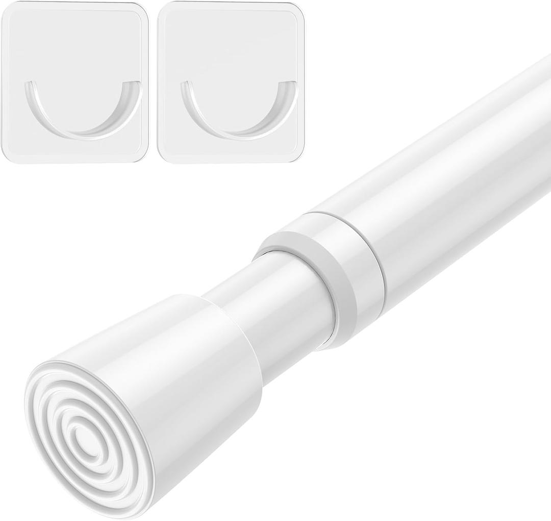 AIZESI 1pcs Tension Curtain Rod Spring Tension Rod Short Curtian Rods No Drilling Expandable Spring Loaded Curtain Tension Rod Adjustable 26 to 39 inch,Best Use Range 28 to 36 inchWhite