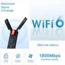 USB WiFi 6 AdapterAX1800Mbps Dual Band 5dBi High Gain Antenna 2.4GHz/ 5GHz Wireless Network Adapter for PCUSB 3.0Supports Windows 10/11