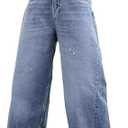 Topevil Wide Leg Jeans Woman，High Waisted Straight Leg Jeans Baggy Loose Boyfried Denim Pants
L