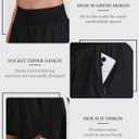 Women's Quick-Dry Running Shorts Athletic High Waisted Shorts for Women with Zipper Pockets Elastic Shorts (Black, S)