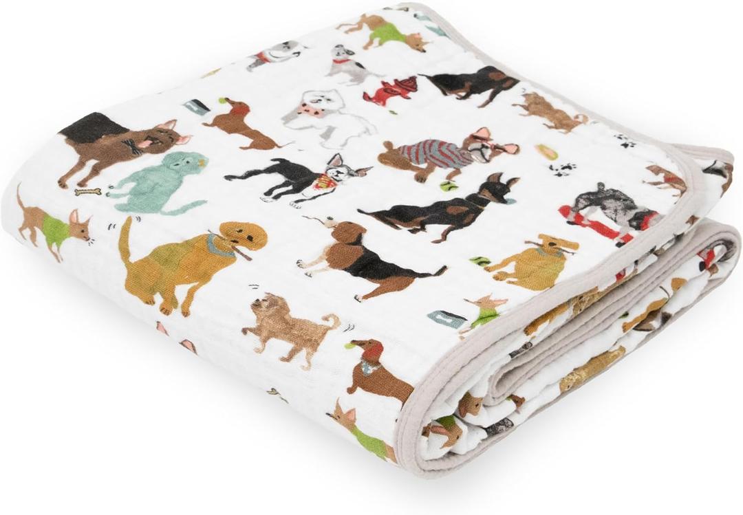 Little Unicorn Original Premium Cotton Quilt | Multi-Layered & Extra-Soft Muslin Fabric |for Babies & Toddlers (Woof) (47"x47")