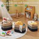 OIAHOMY Storage Basket, Woven Baskets for Storage, Cotton Rope Basket for toys,Towel Baskets for Bathroom - Pack of 3, Black & Brown