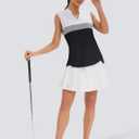 Womens Golf Shirt V Neck Sleeveless Polo Shirts Athletic Tennis Tank Tops Moisture Wicking Lightweight Sports Top (Large, Z_white_ Light Gray_ Black)